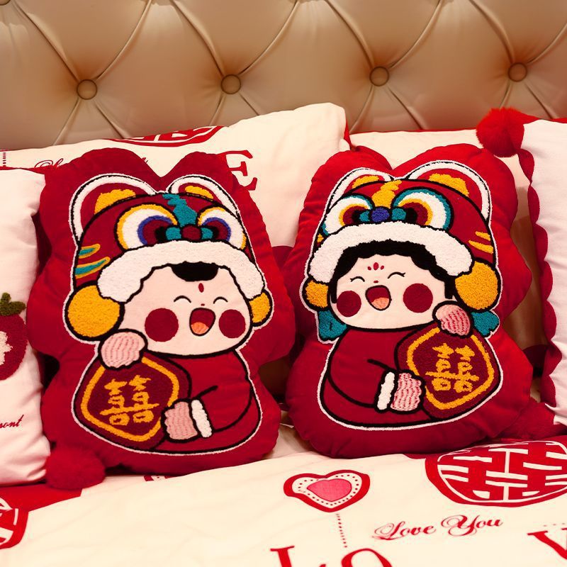 A Pair of Bed Dolls with Wedding Words, Pillows, Wedding Room Decorations, Dolls, Wedding Gifts, Ornaments, Wedding Supplies