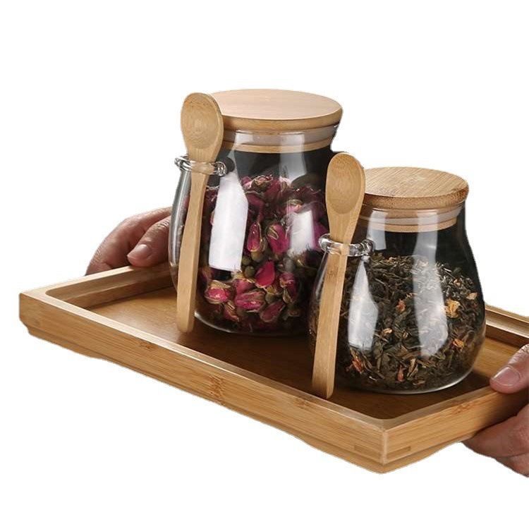Large-Capacity Transparent Grain Jar Snack Storage Glass Sealed Jar with Spoon Tea Jar Grain Storage Jar Tea Jar