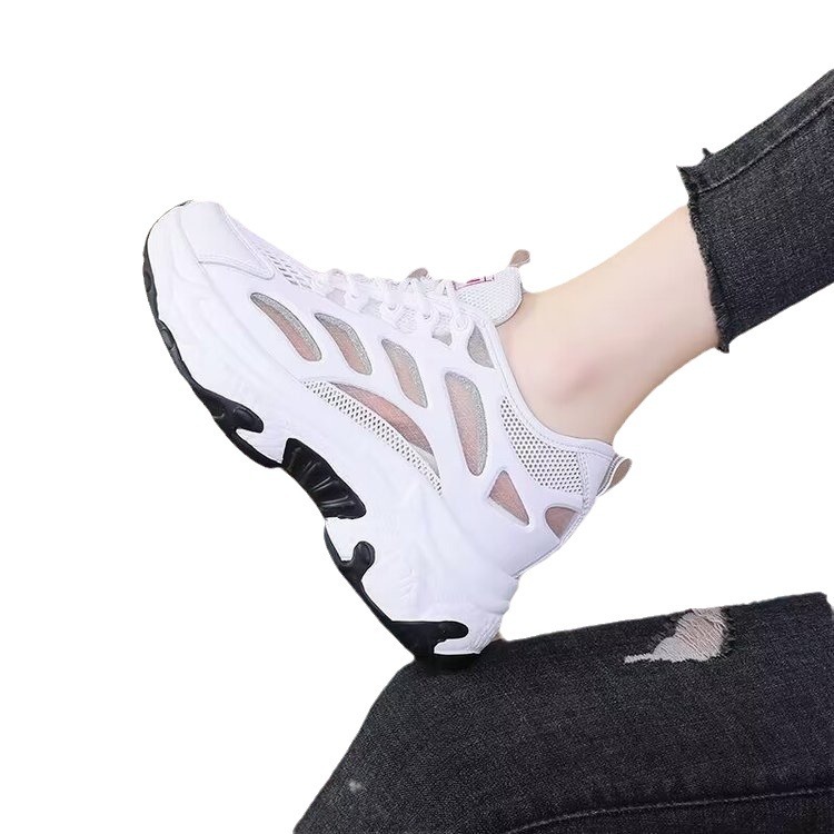 Soft Sole Women's Shoes Summer Mesh Shoes Women Breathable Thin 2024 New Hollow Mesh Sports Casual Shoes White Shoes