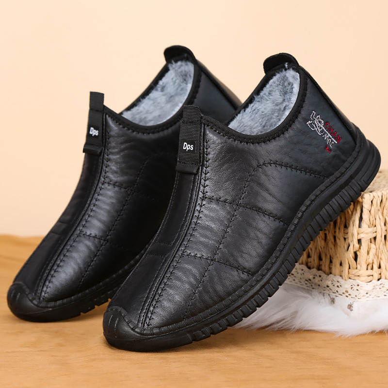 Хлопковые обувь большого размера для мужчин зимой, для мужчин среднего и пожилого возраста, домашняя обувь для досуга, кросс-бодерная дропшиппинг, бархатные утолщенные зимние ботинки