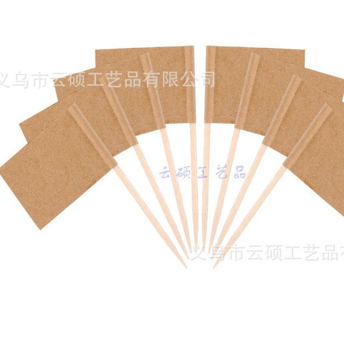 Kraft paper toothpick flag blank white toothpick flag creative party insert Amazon hot selling black toothpick flag