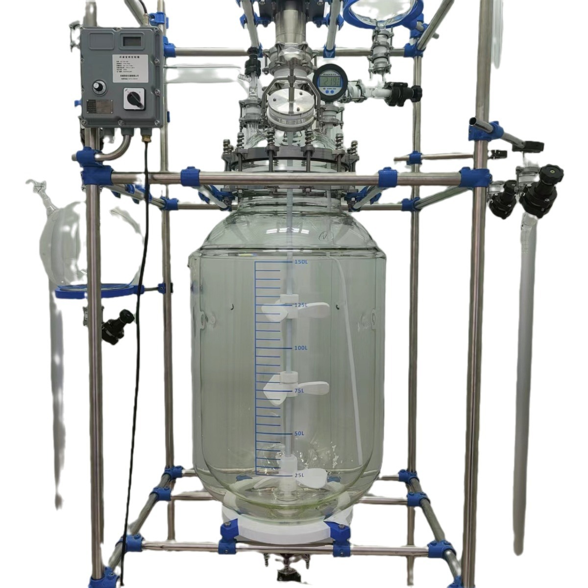Laboratory electric heating double glass reactor high borosilicate anti-corrosion vacuum distillation