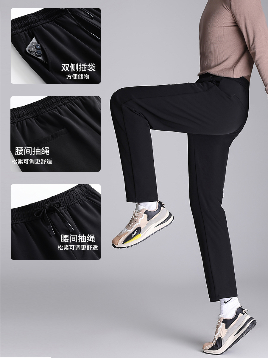 White Duck down Pants for Men, Nylon, Middle-Aged and Elderly, Fleece-Lined, Thickened, Warm Pants, Winter Men's Outerwear, Straight-Leg Casual Pants