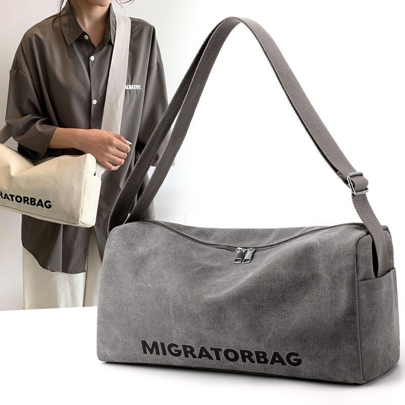 Casual Sports Bag for Men and Women, Single Shoulder Crossbody Bag, Thickened Canvas Bag, Large Capacity Short-Distance Luggage Storage Bag, Dropshipping