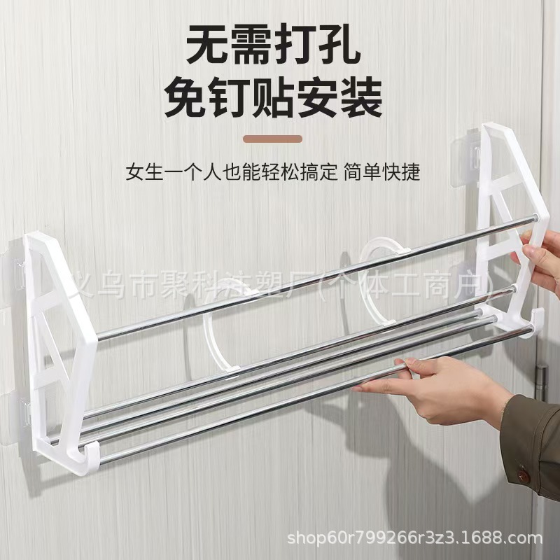 Philippines Hot-Selling Punch-Free and Nail-Free Simple Shoe Rack Behind the Door Assembled Shoe Rack Bathroom Slipper Rack Wall-Mounted Storage Rack