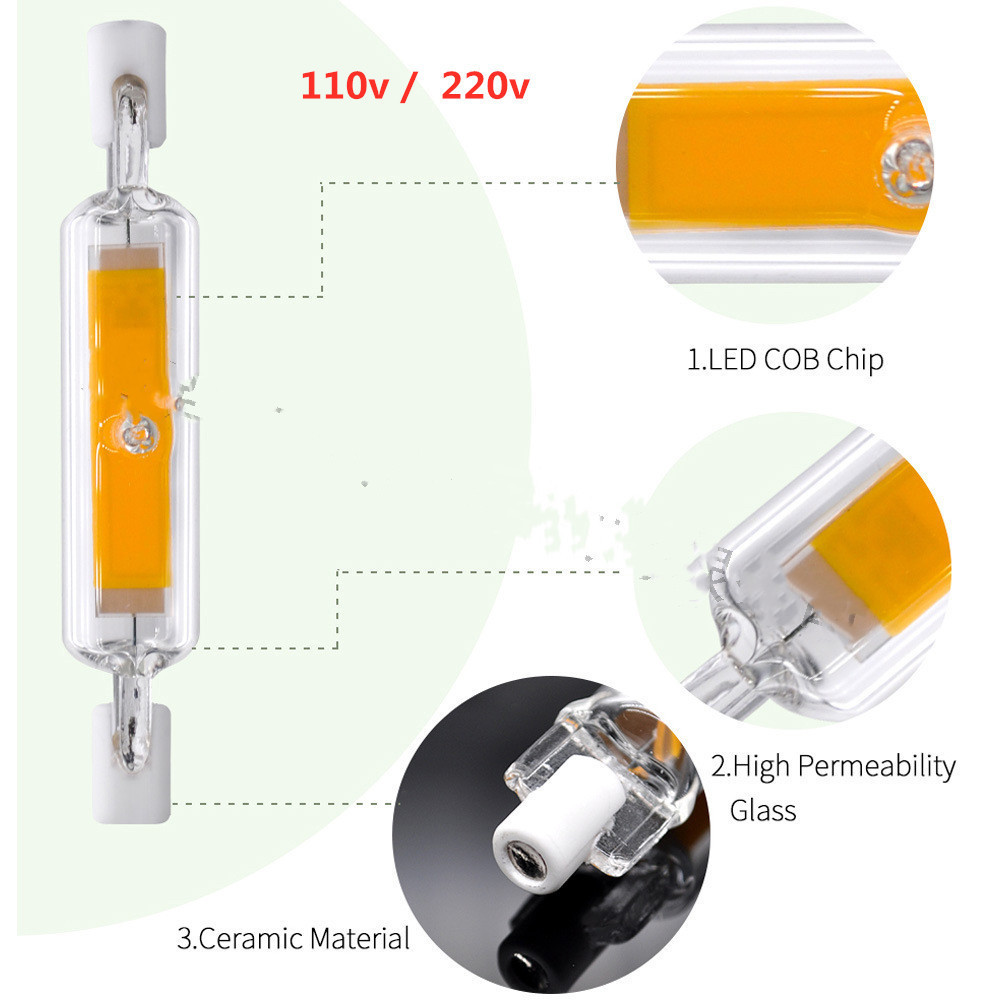 Led Highlight R7S Glass Tube Cob Lamp 10W20W78Mm118Mm189Mm Double-Ended Lamp Replaces Halogen Lamp