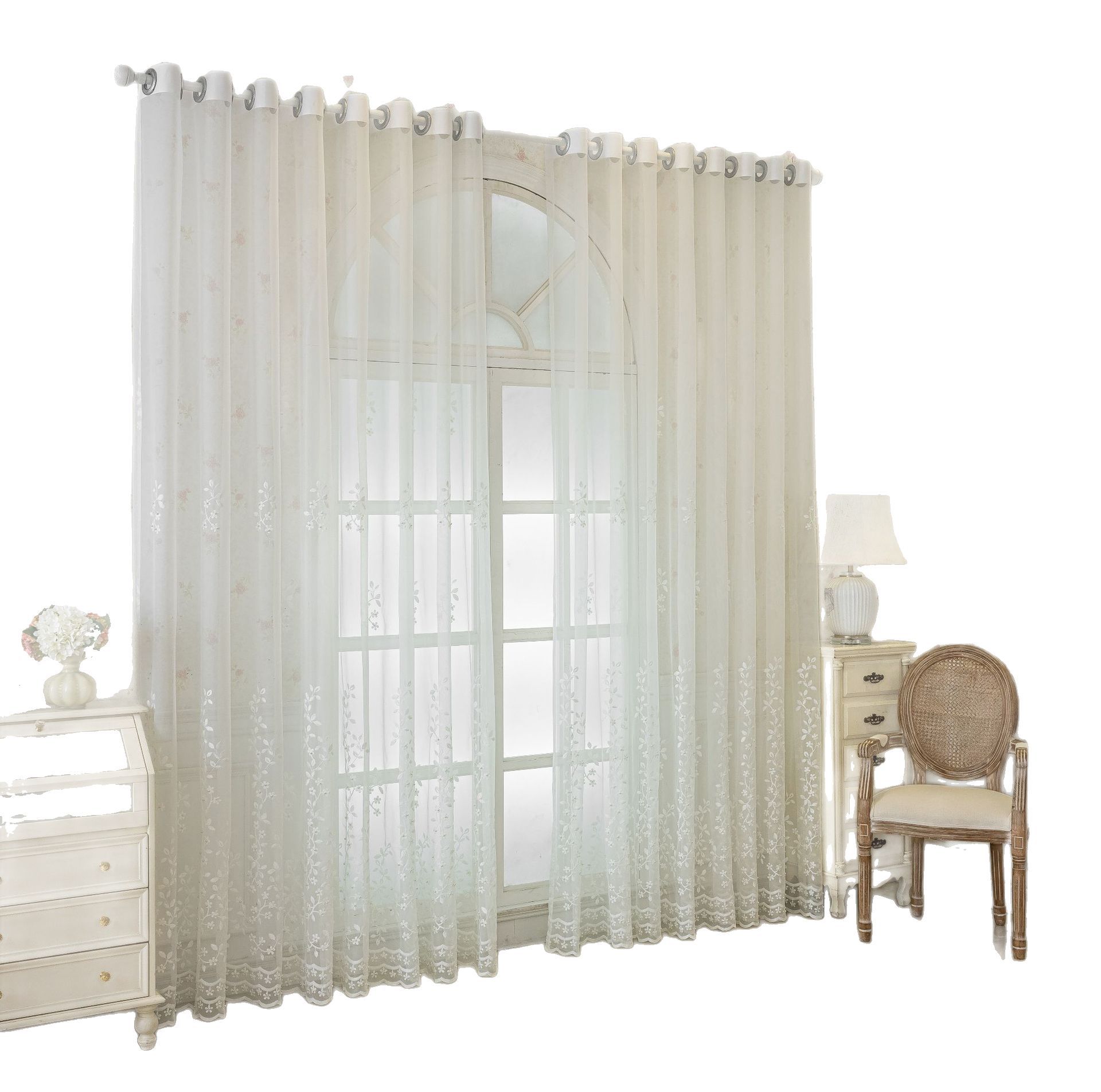 Modern Simple Handmade Beaded Embroidery Transparent Curtain Window Screen Bedroom Balcony Finished Gauze Curtain Cross-border Amazon