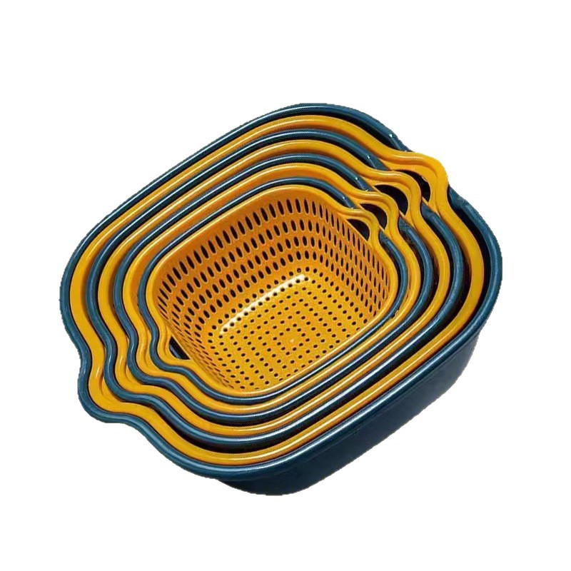 Brand New Thickened Double-Layer Vegetable Washing Basin with Draining Basket, Fruit Tray for Living Room, Home Kitchen Fruit Washing Basket, Vegetable Basket