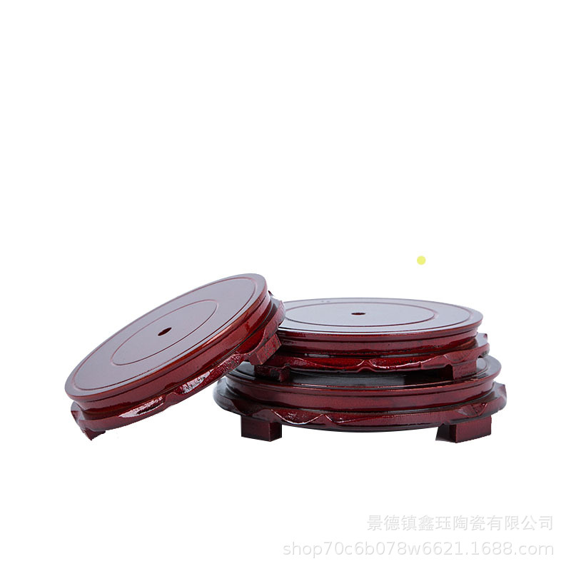 Wholesale Rotatable Imitation Solid Wood Round Base Flower Pot Wenchang Base Tourist Stone Jade Base Ornaments