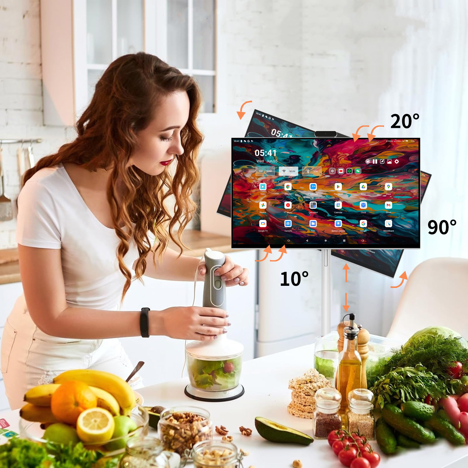 Jgi Technology Fruit 32inch 2K Best Friend Machine Xpress Screen Tv Outdoor Vertical Smart Screen Display Touch Live Broadcast