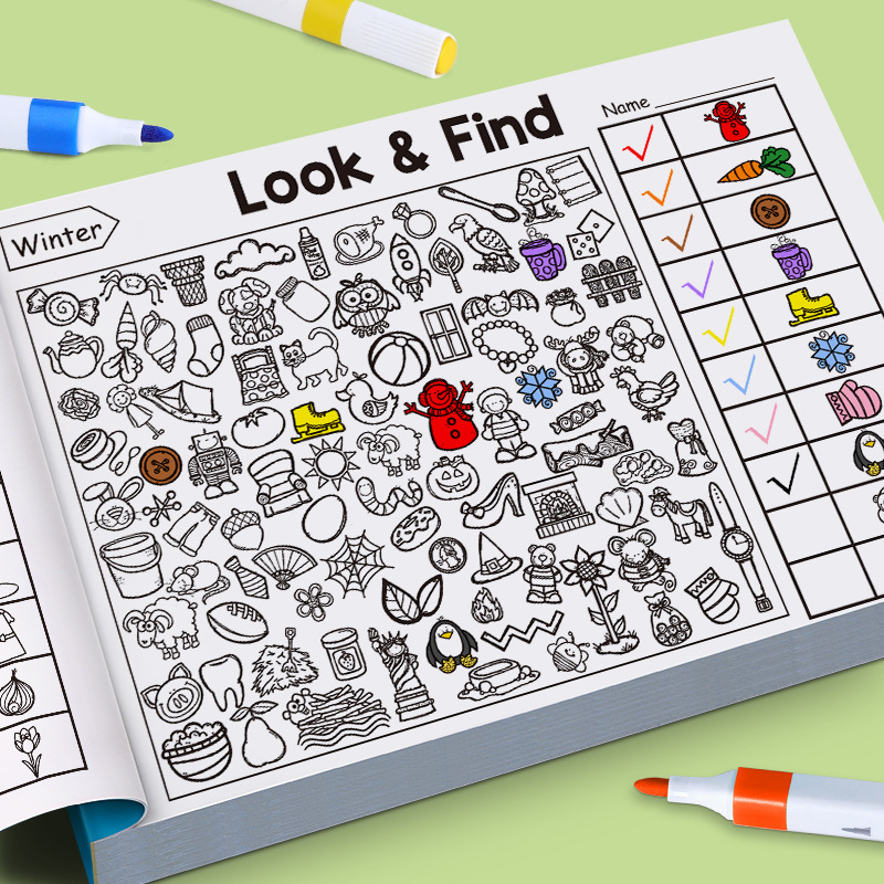 Cross-Border Look and Find Fun Find Games for Children's Observation and Concentration Enlightenment Coloring Book