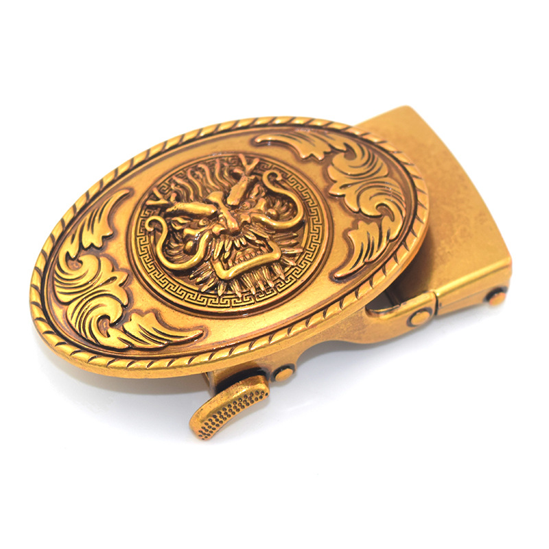 Men's retro dragon belt buckle manufacturers imitation copper color high-grade faucet alloy automatic belt buckle online shop hot sale