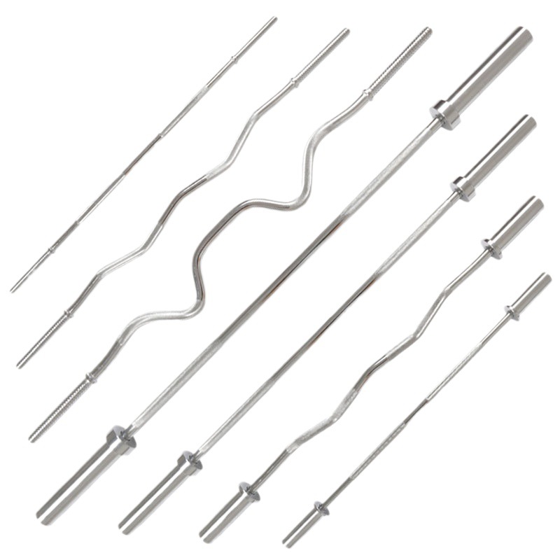 Cross-border factory wholesale electroplating barbell bar straight bar curved barbell bar fitness equipment weightlifting dumbbell barbell bar