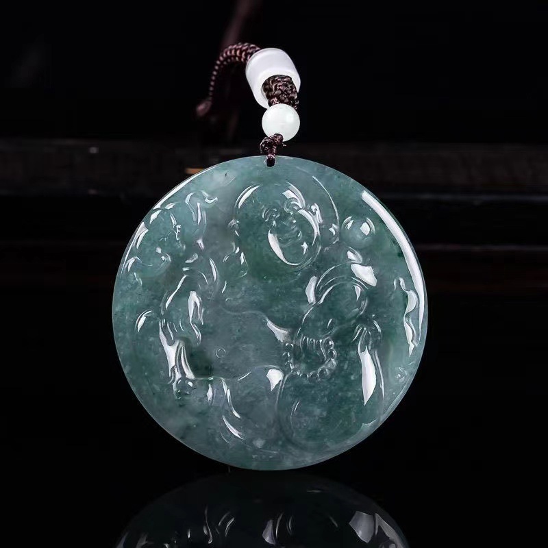 Natural Jade Oil Green Jade Buddha Pendant High-grade Men's and Women's Necklace Pendant Jade Pendant Jade Pendant Real 100