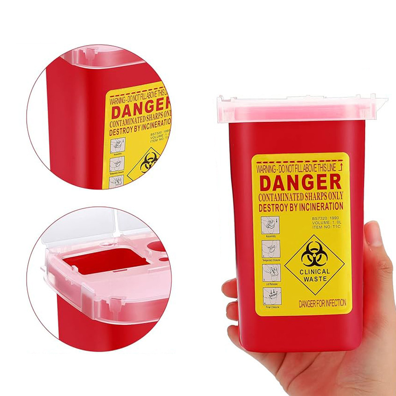 Foreign Trade Hospital Use Square Waste Puncture Sharp Box 1L Sharps Container Sharps Container