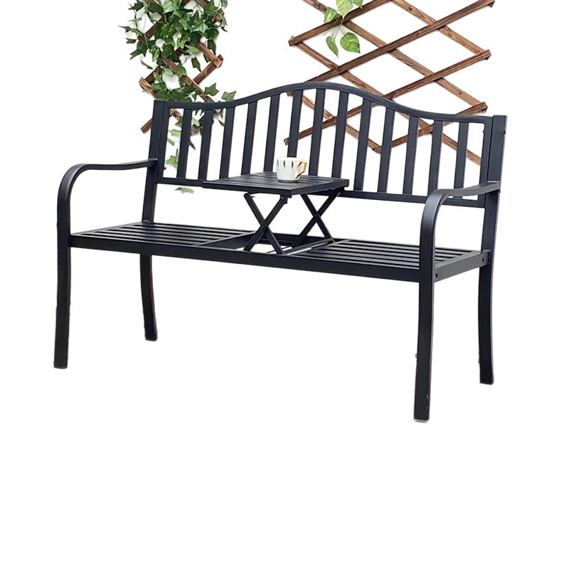 Balcony Small Table and Chair Three-Piece Set Leisure Lift Coffee Table Table and Chair Combination Villa Garden Outdoor Courtyard Iron Bench