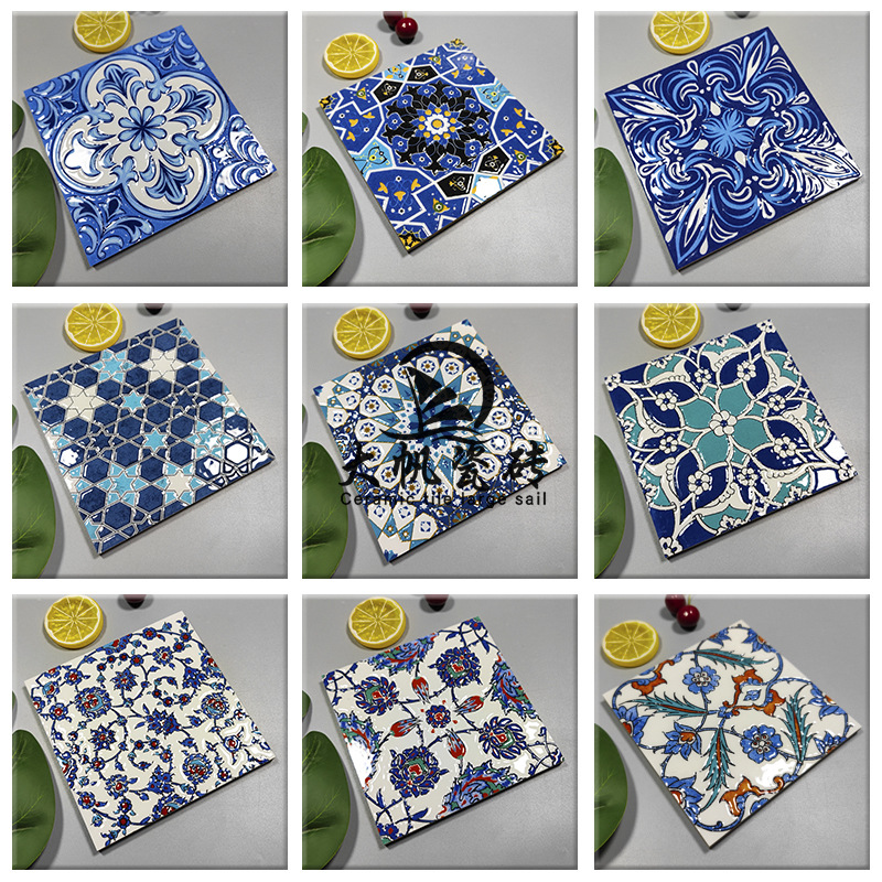 Ретро цветные маленькие цветочные плитки 150×150 мусульманские плитки для лестницы глянцевые плитки для раковины ресторана и стен бара