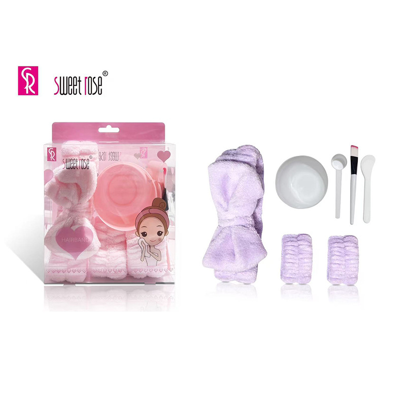 Bow Headband Hairband Set Facial Cleanser Finger Makeup Remover Double-Ended Silicone Mask Stick Tool Cross-Border Hot Sale
