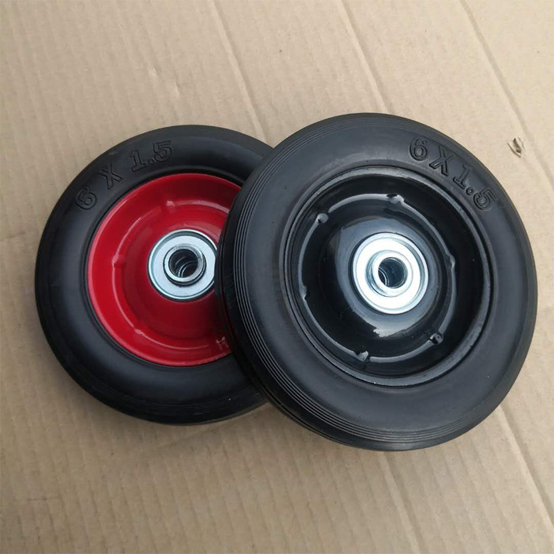 Spot Wholesale 6inch Silent Solid Wheel Anti-Puncture and Pressure-Resistant Trolley Rubber Solid Wheel Tool Trolley Caster Manufacturer