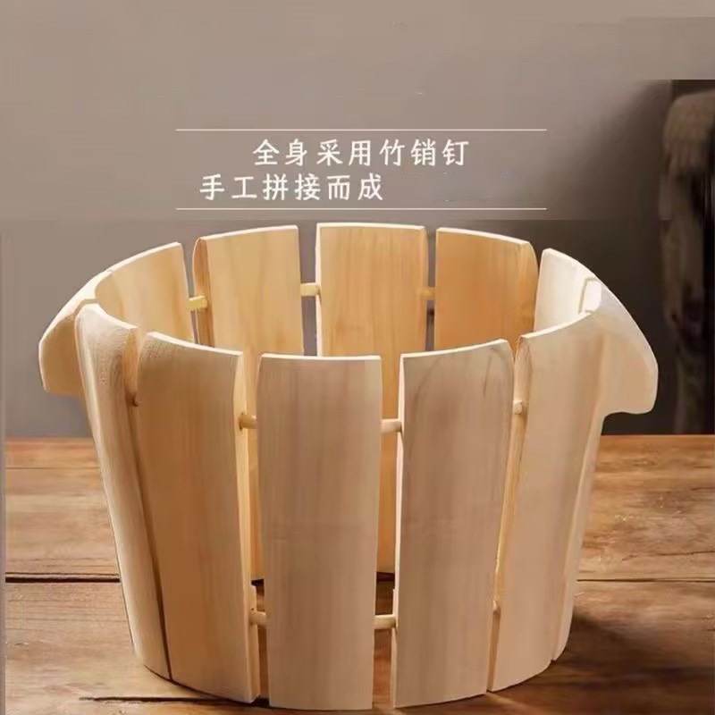 New Handmade Steamed Rice Barrel No Paint No Glue Household Commercial All Solid Wood Wholesale Steamed Rice Barrel Cooking Rice Steamer