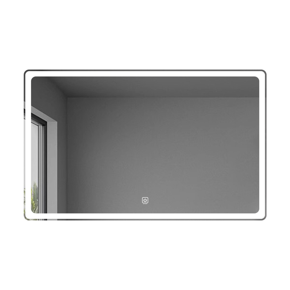 Customized Led Smart Lighted Bathroom Mirror Hotel Restroom Toilet Bathroom Mirror Wall-Mounted Luminous Anti-Fog Square