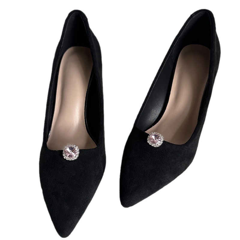 Light luxury exquisite round glass diamond high heel shoes clip fashionable all-match detachable shoes buckle wedding shoes buckle shoes accessories