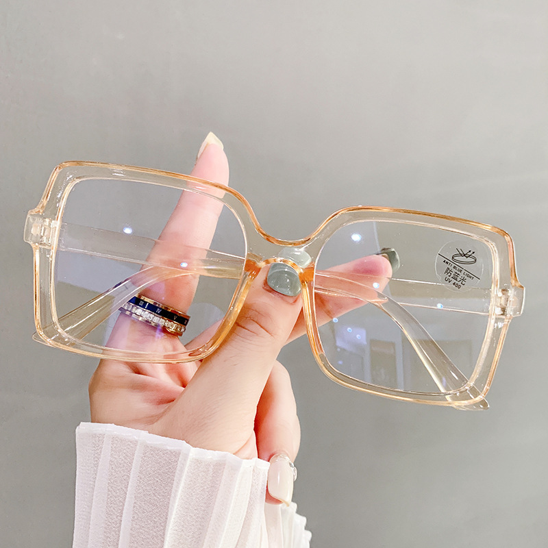 New Little Red Riding Book Cross-border Internet Red Square Large Frame Anti-blue Glasses Women's Fashion Can be Equiped with Myopia Black Big Face Slimming