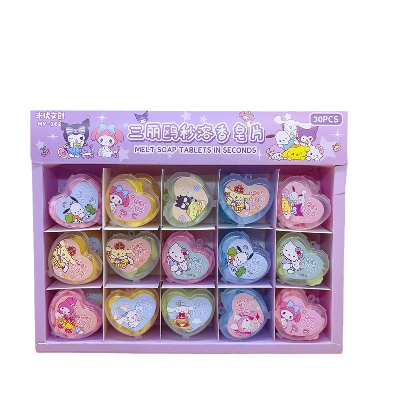Cute Girly Heart Instant Soap Tablets Cartoon Heart-shaped Hand Washing Tablets Portable Boxed Soap Paper Cleaning Tablets Batch