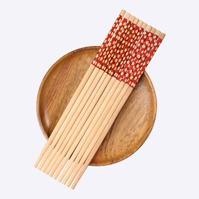 Factory wholesale bulk five-color small floral bamboo chopsticks a variety of specifications carbonized flower chopsticks tableware chopsticks