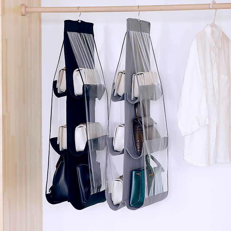 Bag Storage Bag Fabric Double-Sided Hanging Storage Bag Household Storage Hanging Bag Wardrobe Multi-Layer Leather Bag Organization Bag