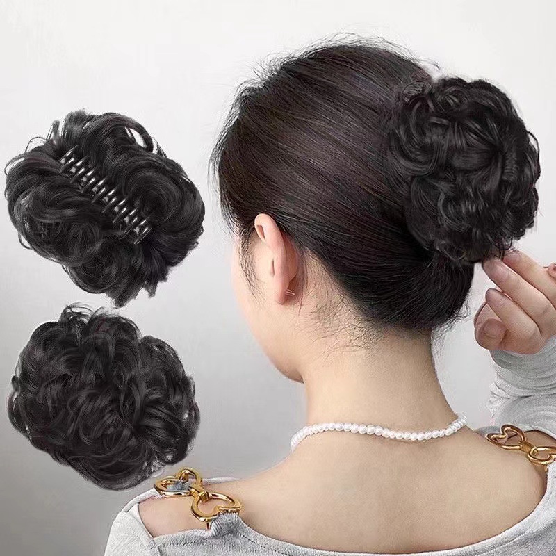 Hairpin Bun Maker for Women with Short Curly Hair, Claw Clip Bun Maker, Fluffy Hair Tie