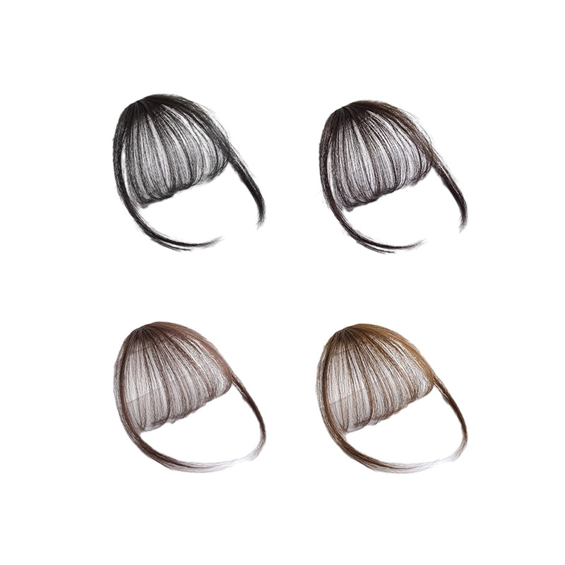 Real Hair Air Bangs Wig for Women with Middle Parted Eight-Character Bangs Invisible Forehead Wig Piece Ultra-Thin Head Air Bangs