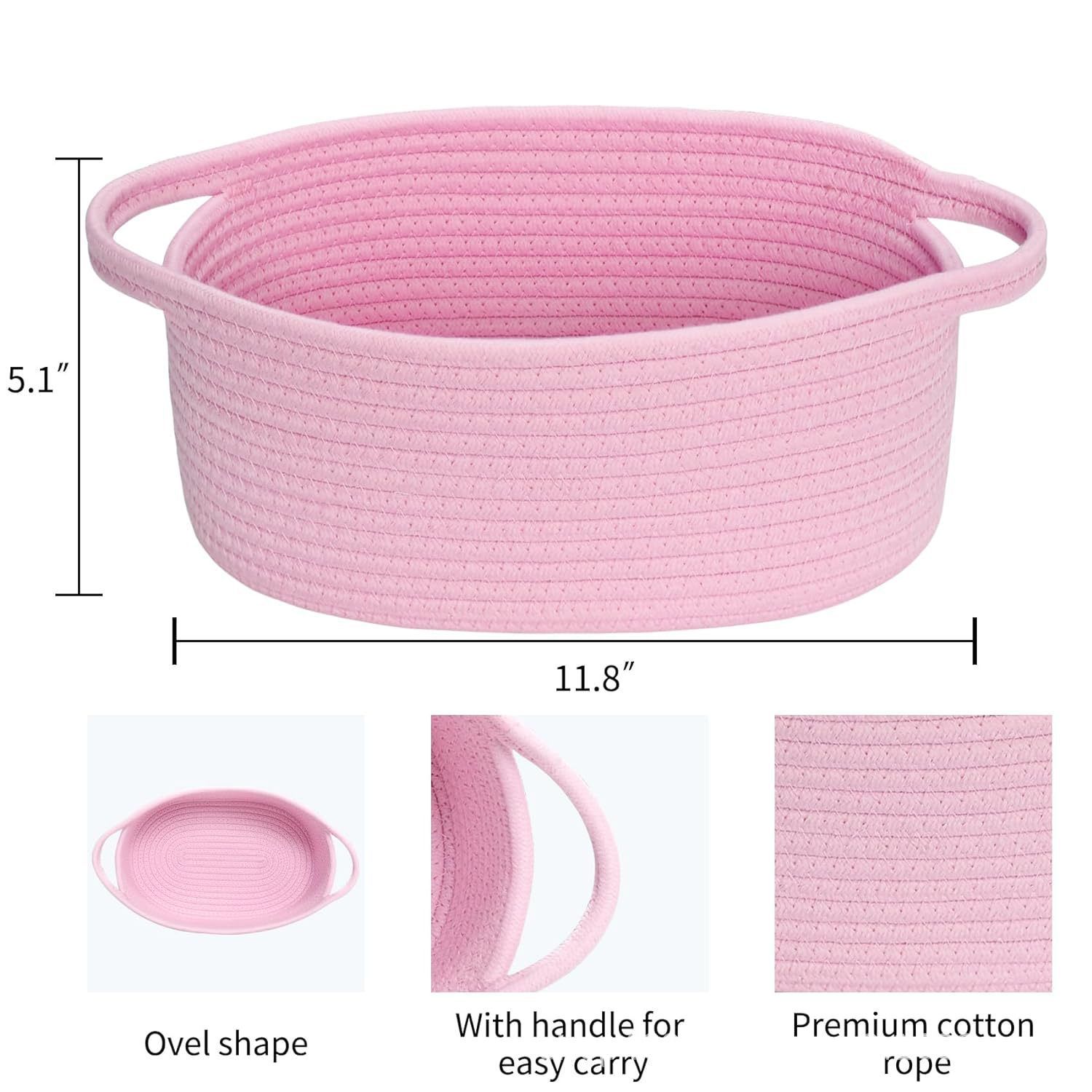 Cross-Border Nordic Storage Basket Cotton Rope Woven Snack Toy Handle Storage Basket Oval Storage Basket Splicing Basket