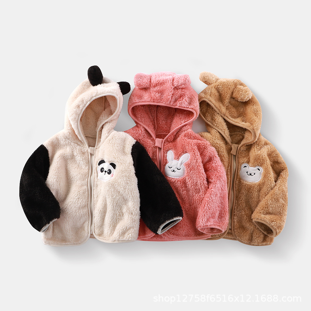 Детская куртка с мультяшным принтом, новая осень-зима, флисовая, с капюшоном, домашняя одежда