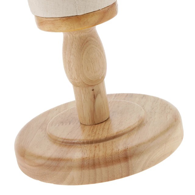 Model spot supply bag linen model head hat wig jewelry display head mold with solid wood base