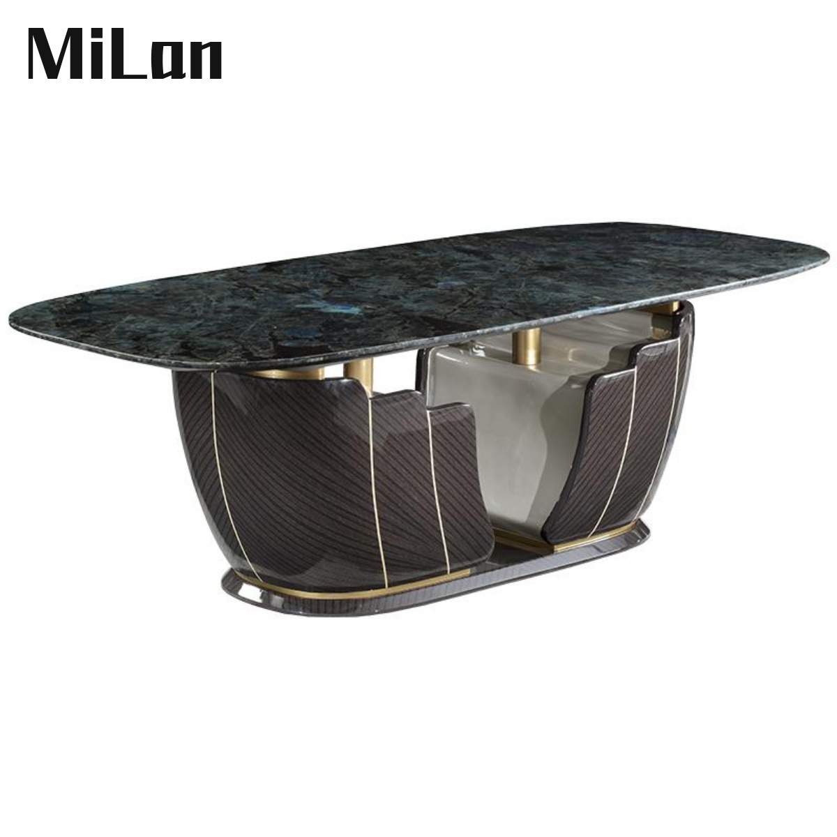 Современный большой овальный стол из натурального синего нефрита, итальянский легкий роскошный стол для обедов