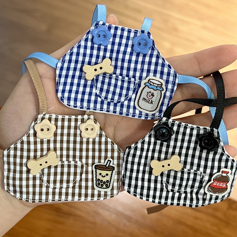 Manufacturer Wholesale 10cm Doll Clothes Self-Deprecating Bear Kt Cat Doll Clothes Denim Bib Apron Doll Kitty Apron