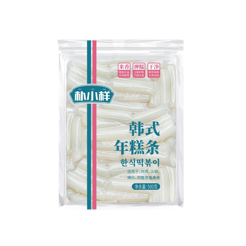 Korean Rice Cake Strips Korean Fried Rice Cake Fried Chicken Hot Pot Rice Cake Water-Milled Vacuum Bagged Catering Wholesale Bag 500g