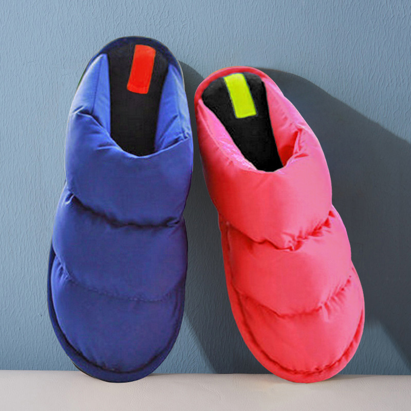 Autumn and Winter Cotton Slippers for Women Indoor Thickeneded and Warm Home Non-Slip Couples' down Cotton Slippers for Men to Wear Outside