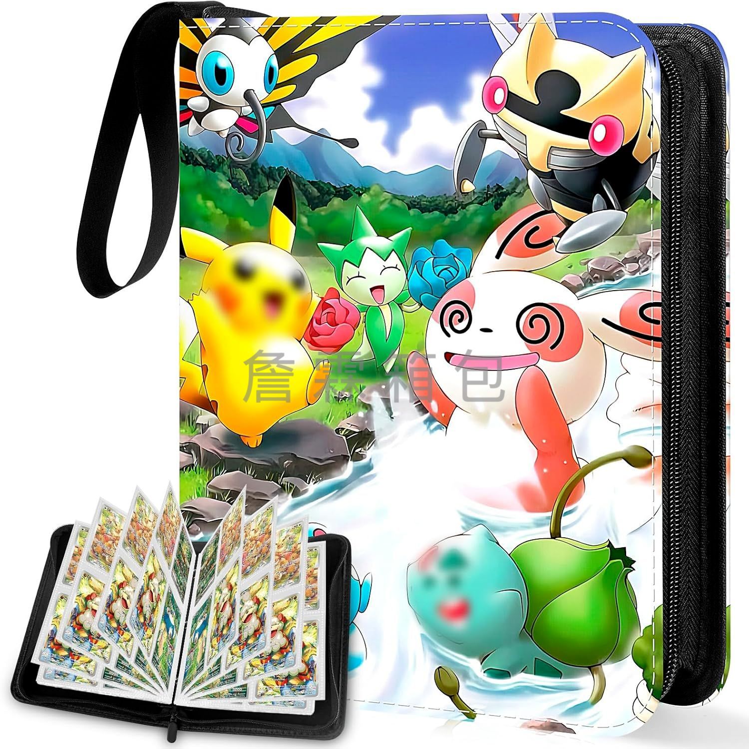 New Illustration Cartoon Card Book Baokemeng Game Card Book Bag Jiugongge PU Leather Zipper Card Bag