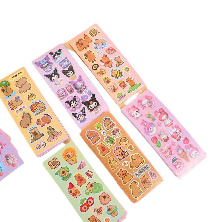Sanrio Goka Stickers Cute Laser Film Stickers Kabibala Children's Creative DIY Stickers Cartoon Kulomi
