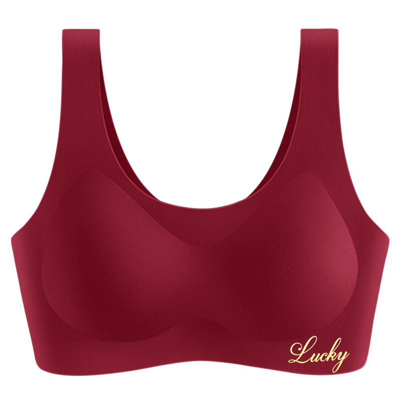 High-grade White Angla Red Benmingnian Bra suit Silky Non-marking Wedding Red Underwear Underwear suit Women