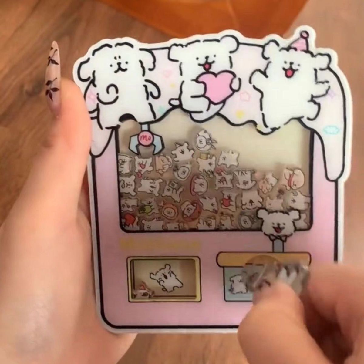 Little Red Book's Same Style Cartoon Cute Line Puppy Gashapon Machine Acrylic Shaker Bag Pendant Bestie Gift