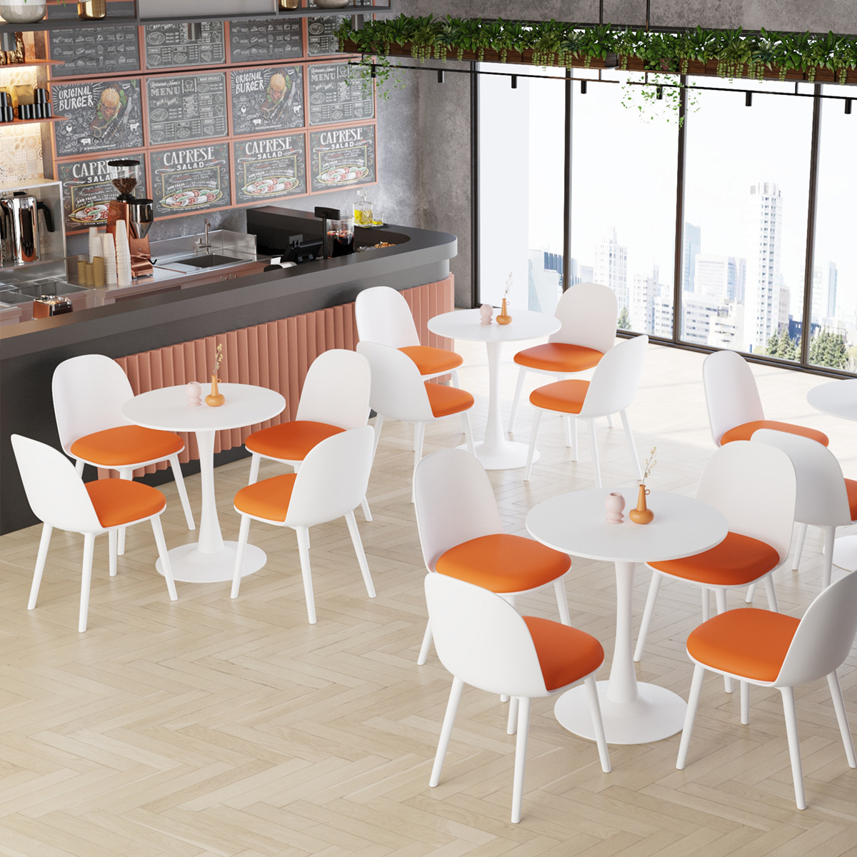 Office Reception Small Round Table Negotiation Table and Chair Combination Home Rest Area Balcony Table Coffee Milk Tea Dining Table