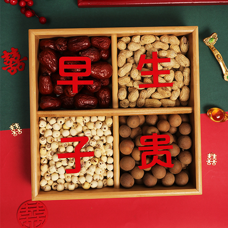 Свадебная коробка для фруктов из бамбука, переносная, для банкета, оформление на раннем этапе, комплект для декора кровати