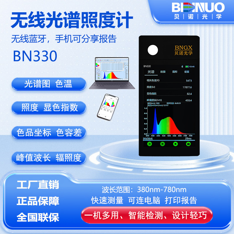 Ручной спектральный иллюминатор BN330 спектрометр цветовая температура индекс цветопередачи координаты цветовой толерантности тестер освещенности