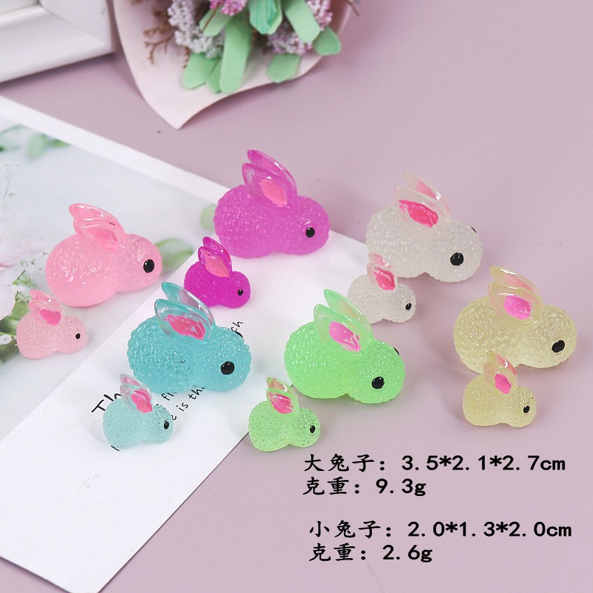 Resin Artificial Luminous Rabbit Cute Cartoon Kidsren's Trendy Creative Luminous Keychain Accessories Play House Ornaments