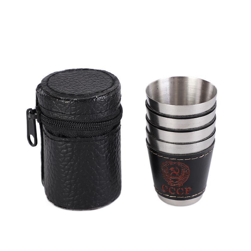 Stainless Steel Wine Glass Set Small Cup with Cup Cover Outdoor Travel Portable Water Cup Picnic Portable White Wine