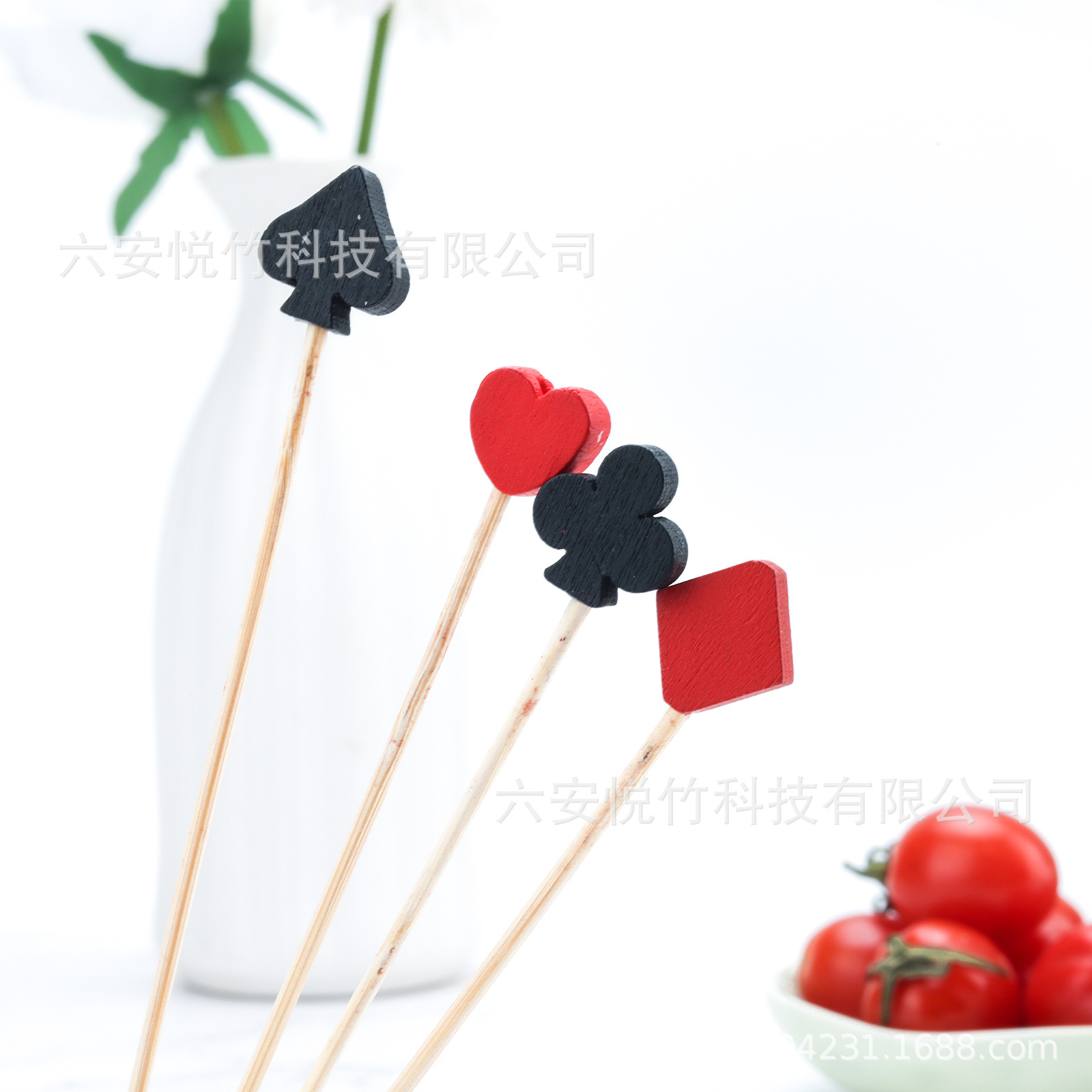 Playing Card Fruit Picks Party Supplies Decorative Picks Cocktail Picks Flower Picks Bamboo Picks Shucheng Cross-Border Hot-Selling Disposable