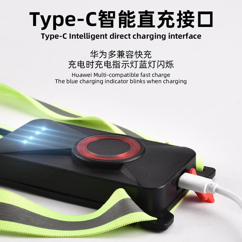 Cross-border new Type-c rechargeable running light chest light outdoor mountaineering night running light running light warning light